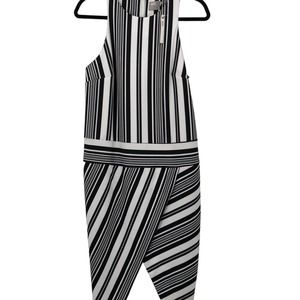 NWT Asos Dress Midi Stripe Tulip Hem Sleeveless Crewneck Black White Size 8
